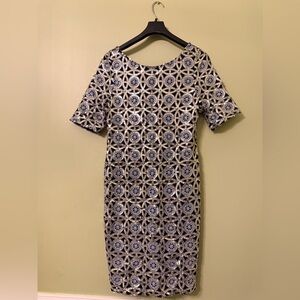 The Limited Navy and Cream Patterned Mini Dress